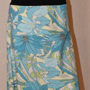 Unique Italian Blue and green floral print Skirt by Pamela US 10